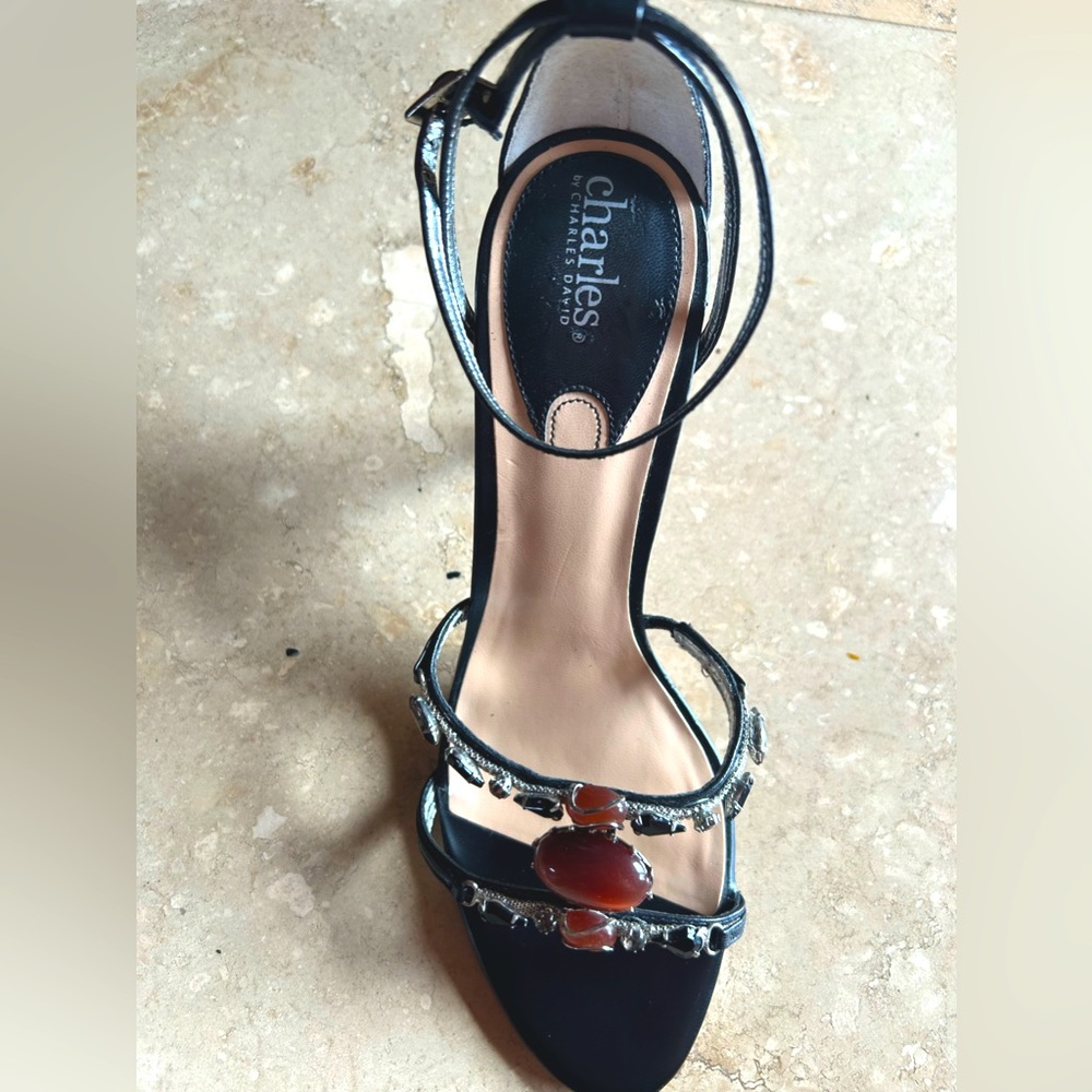 Ankle strap jeweled 4” heel